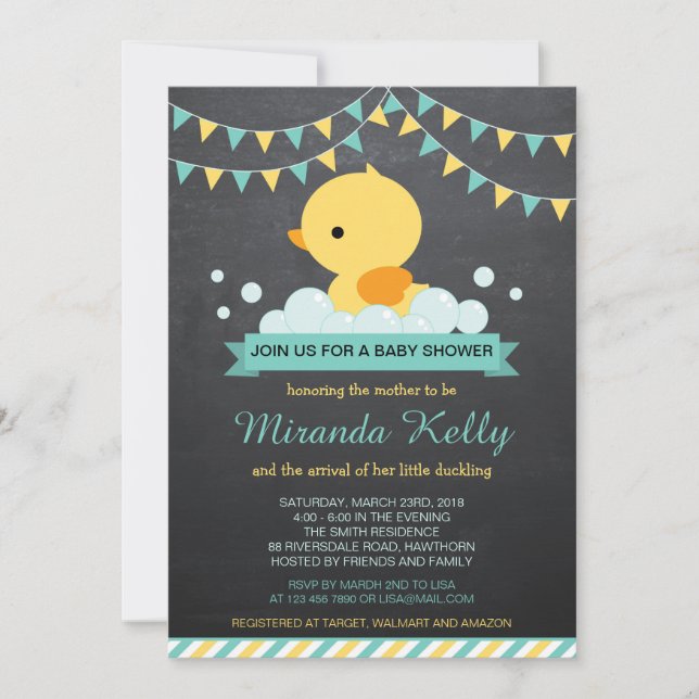 Invitation Baby shower de canard / Invitation de c (Devant)