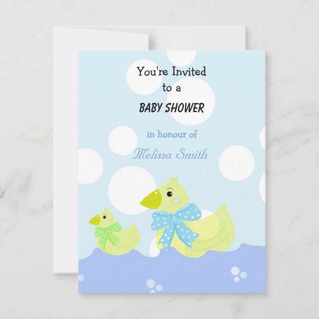 Invitation Baby shower de canard jaune (Devant)