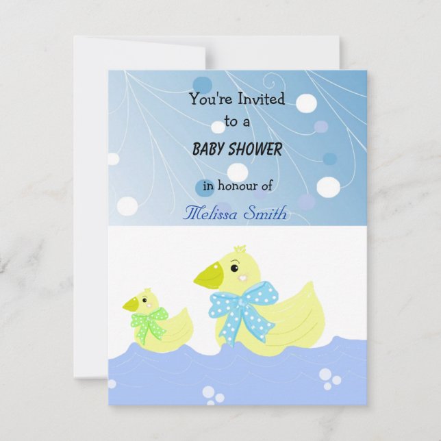 Invitation Baby shower de canard jaune (Devant)