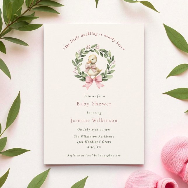Invitation Baby shower de canard mignon avec Bow r (Créateur téléchargé)