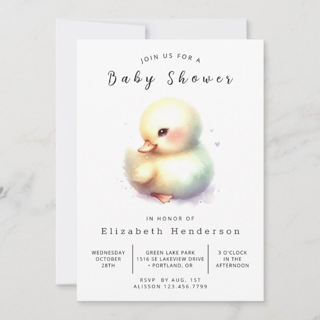 Invitation Baby shower de canard numérique amusant (Devant)