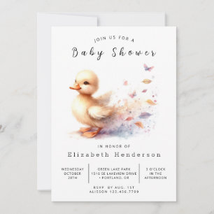 Invitation Baby shower de canard numérique aquarelle