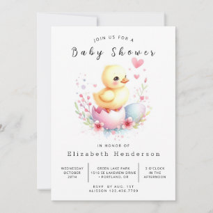 Invitation Baby shower de canard numérique chic