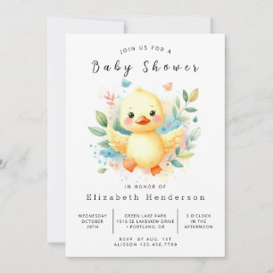 Invitation Baby shower de canard numérique Pastel