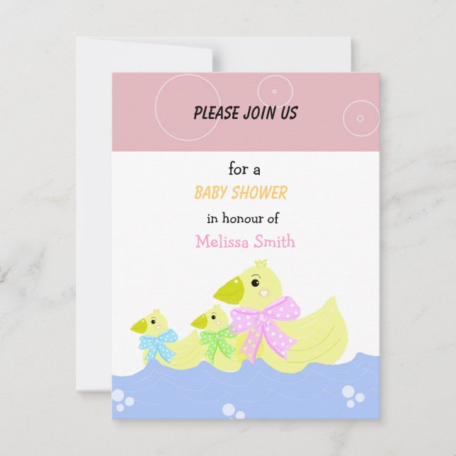 Invitation Baby shower de canards jaunes (Devant)
