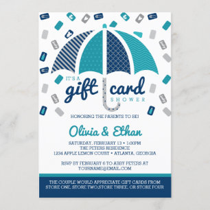 Invitation Baby shower de carte cadeau, Marine, Tu