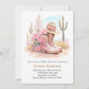 Invitation Baby shower de Casquette et de bottes Watercolor C