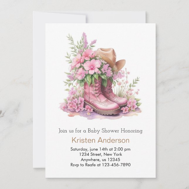 Invitation Baby shower de célébration de Casquette et de bott (Devant)