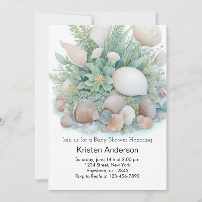 Invitation Baby shower de célébration de Sage Green Boho Seas (Devant)