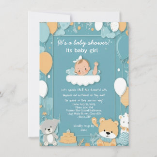 Invitation baby shower de célébration des ballons bleus pour