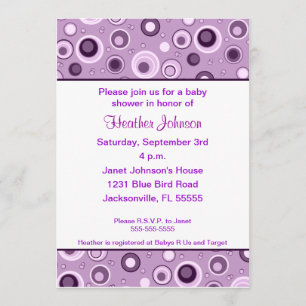 Invitation Baby shower de cercles - pourpre