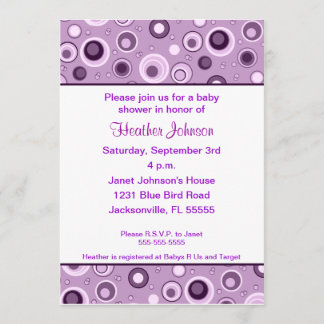 Invitation Baby shower de cercles - pourpre