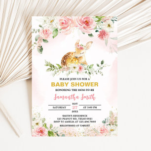Invitation Baby shower de cerf rose