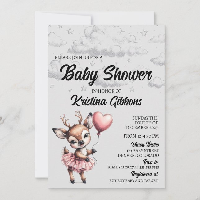 Invitation Baby shower de cerfs (Devant)