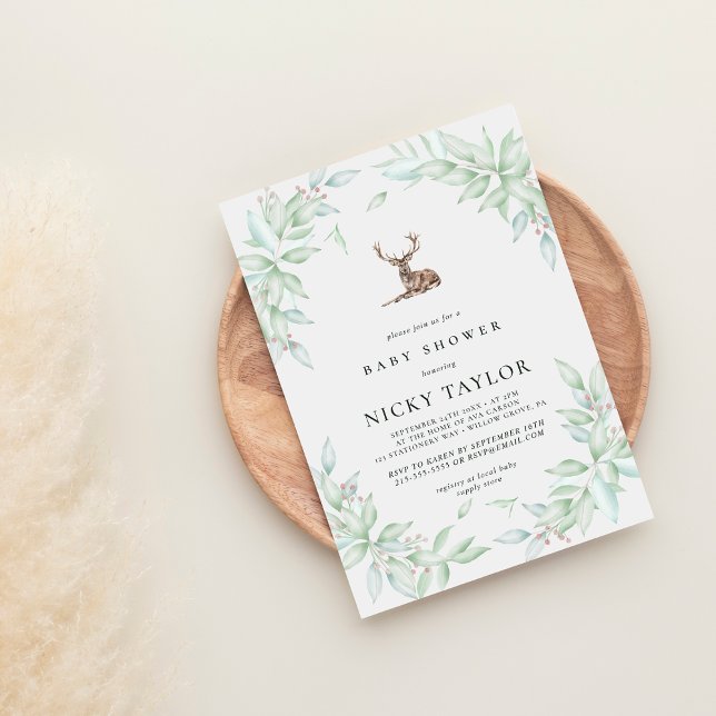 Invitation Baby shower de cerfs à charpente de bois (Créateur téléchargé)
