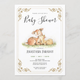 Invitation Baby shower de cerfs d'animaux des bois