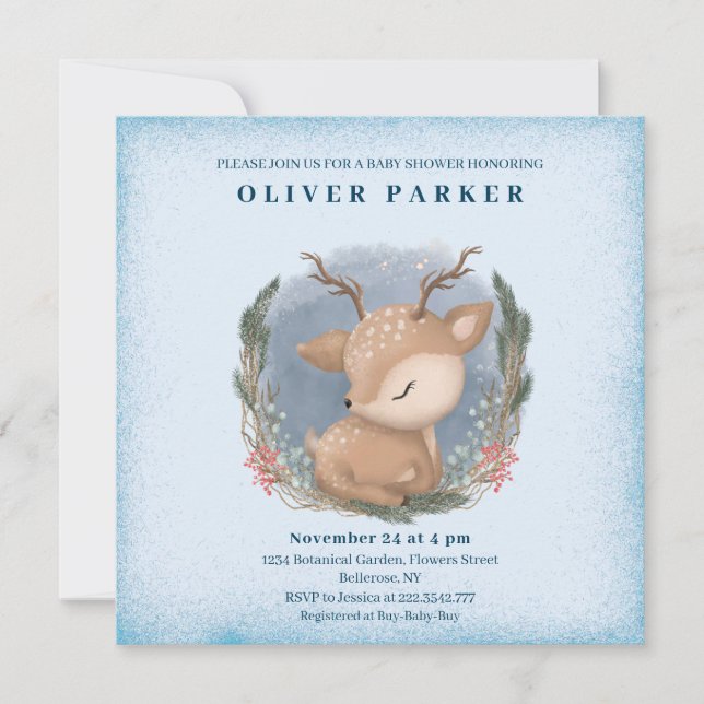 Invitation Baby shower de cerfs de bébés mignons (Devant)