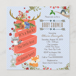 Invitation Baby shower de cerfs de bois