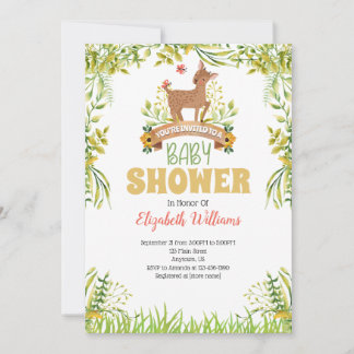 Invitation Baby shower de cerfs de bois