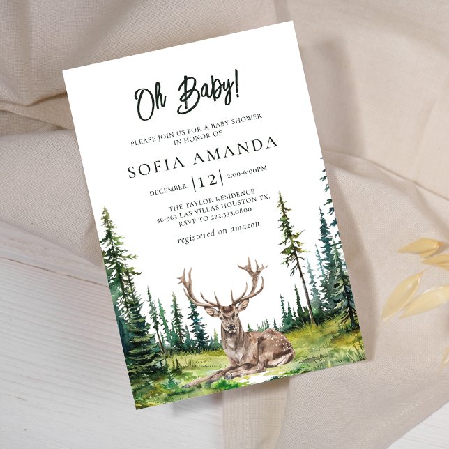 Invitation Baby shower de cerfs de bois (Créateur téléchargé)