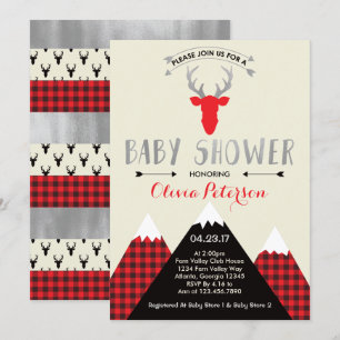 Invitation Baby shower de cerfs de bois, Faux Foil