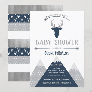 Invitation Baby shower de cerfs de bois, Faux Foil