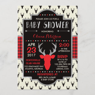 Invitation Baby shower de cerfs de bois, Faux Foil
