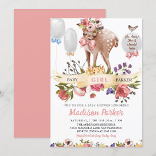 Invitation Baby shower de cerfs floral
