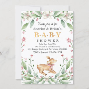 Invitation Baby shower de cerfs sauvages de la forêt de print