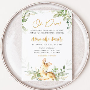 Invitation Baby shower de cerfs verdoyants