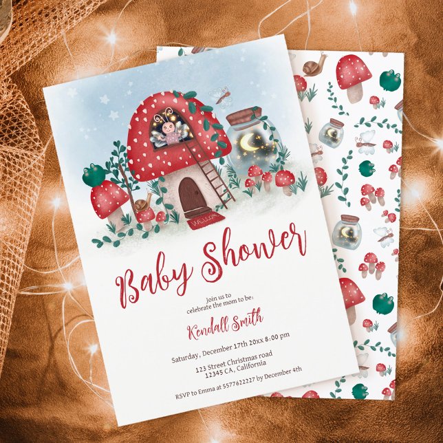 Invitation Baby shower de champignon de la fée des bois migno (Créateur téléchargé)