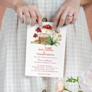 Invitation Baby shower de champignon de la forêt d'aquarelle