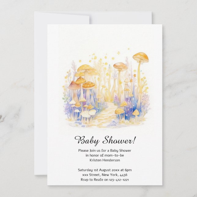 Invitation Baby shower de champignons (Devant)