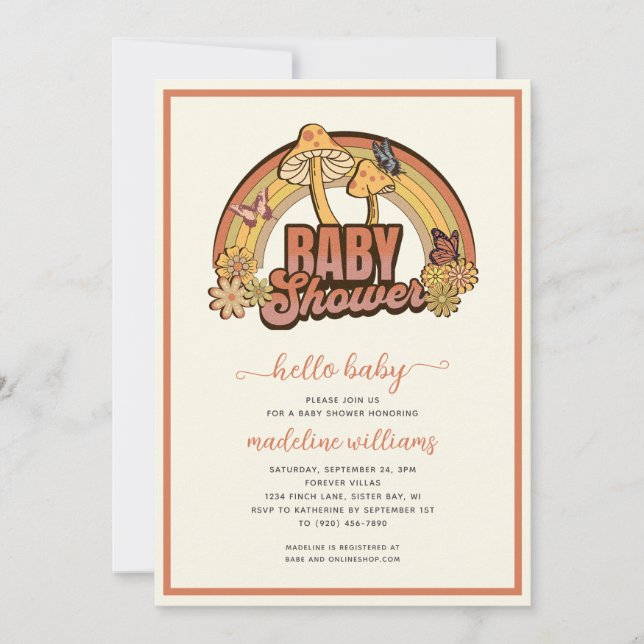 Invitation Baby shower de champignons (Devant)