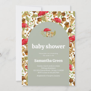 Invitation Baby shower de champignons Cottagecore