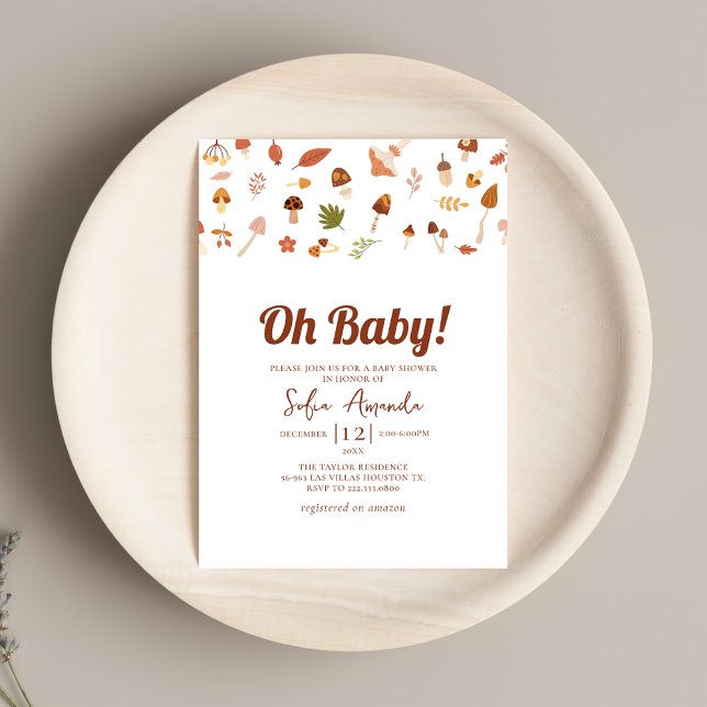 Invitation Baby shower de champignons d'automne (Créateur téléchargé)