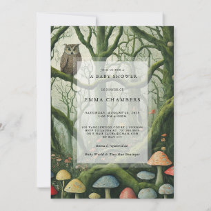 Invitation Baby shower de champignons de bois de forêt enchan