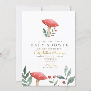 Invitation Baby shower de champignons de forêt