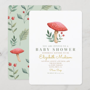 Invitation Baby shower de champignons de forêt