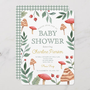 Invitation Baby shower de champignons de forêt
