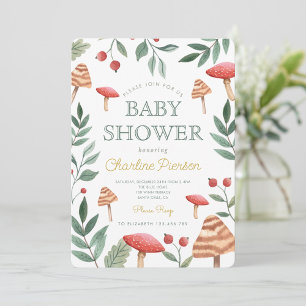 Invitation Baby shower de champignons de forêt