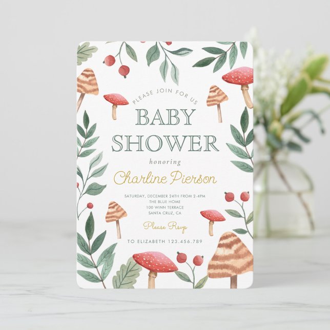 Invitation Baby shower de champignons de forêt (Créateur téléchargé)