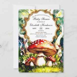 Invitation Baby shower de champignons de forêt enchantés