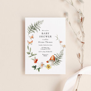 Invitation Baby shower de champignons de forêt enchantés