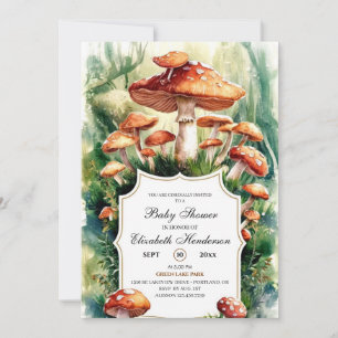 Invitation Baby shower de champignons de forêt simple