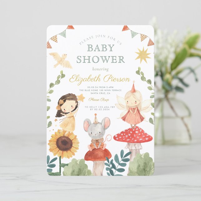 Invitation Baby shower de champignons de la Forêt de Fée Magi (Créateur téléchargé)