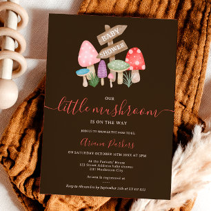 Invitation Baby shower de champignons des bois de fée de mûre