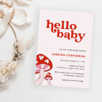 Invitation Baby shower de champignons | Rouge et r