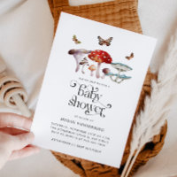Invitation Baby shower de champignons rustiques de