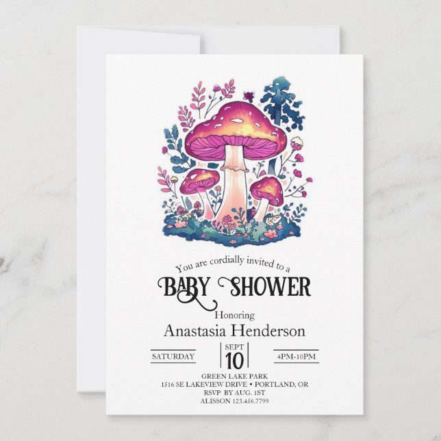 Invitation Baby shower De Champignons Très Charmant (Devant)